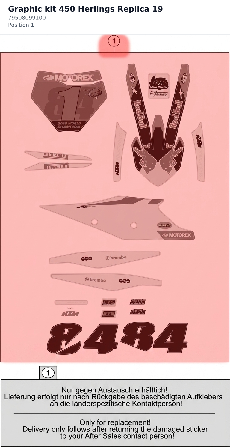 Diagram preview: Graphic kit 450 Herlings Replica 19 (79508099100)