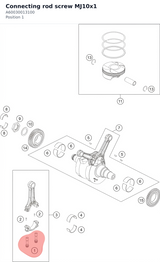Diagram preview: Connecting rod screw MJ10x1 (A60030013100)