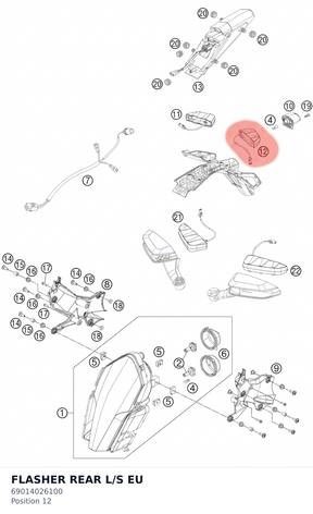 Diagram preview: FLASHER  REAR L/S EU (69014026100)