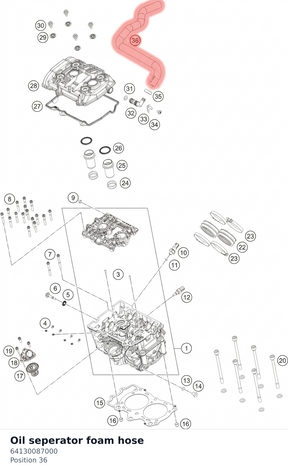 Diagram preview: Oil seperator foam hose (64130087000)