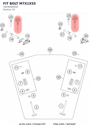 Diagram preview: FIT BOLT M7X1X55 (78036080000)