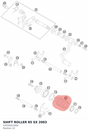 Diagram preview: SHIFT ROLLER 85 SX        2003 (47034012000)