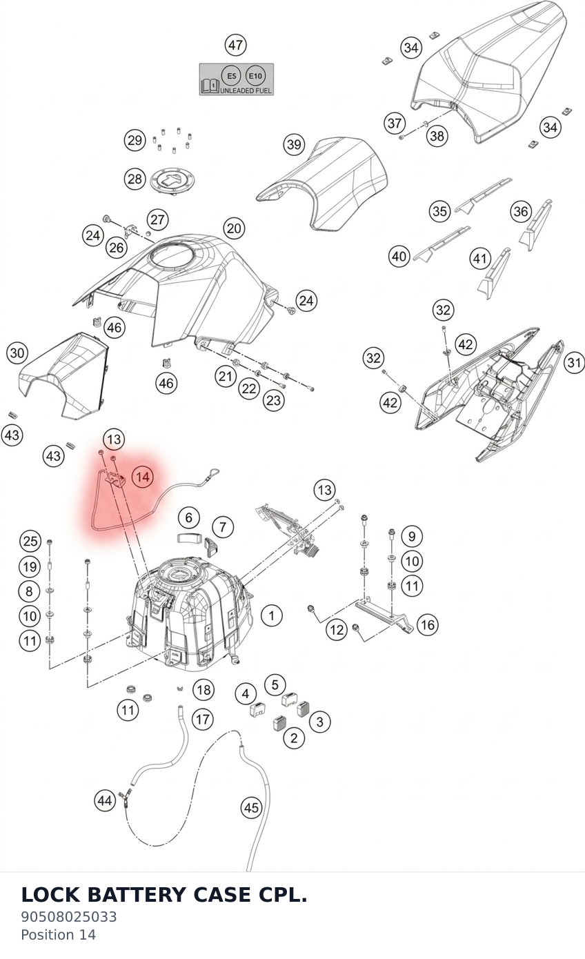 Diagram preview: LOCK BATTERY CASE CPL. (90508025033)