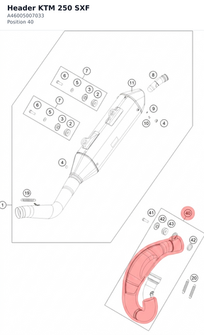 Diagram preview: Header KTM 250 SXF (A46005007033)