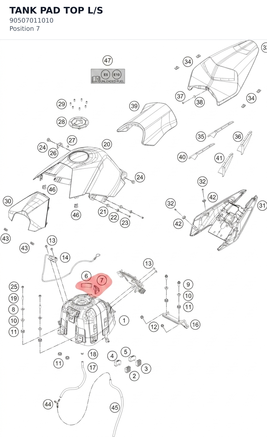 Diagram preview: TANK PAD TOP L/S (90507011010)