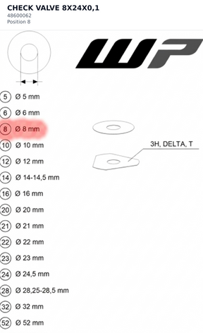 Diagram preview: CHECK VALVE 8X24X0,1 (48600062)