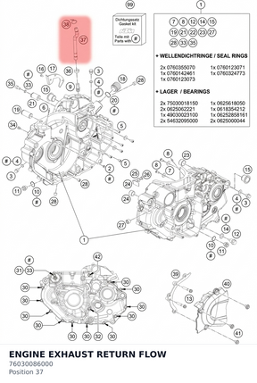 Diagram preview: ENGINE EXHAUST RETURN FLOW (76030086000)
