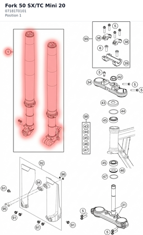 Diagram preview: Fork 50 SX/TC Mini 20 (07181T0101)