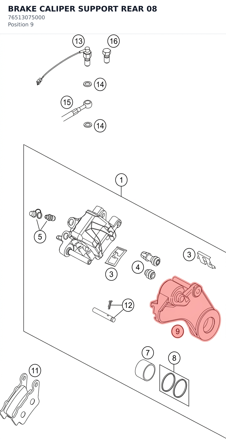 Diagram preview: BRAKE CALIPER SUPPORT REAR  08 (76513075000)