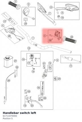 Diagram preview: Handlebar switch left (61711070000)