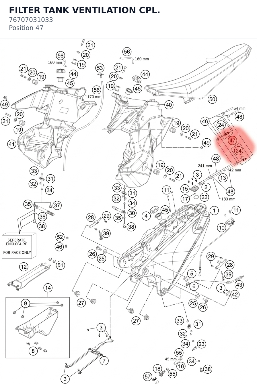 Diagram preview: FILTER TANK VENTILATION CPL. (76707031033)