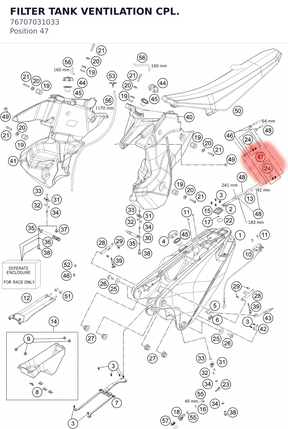 Diagram preview: FILTER TANK VENTILATION CPL. (76707031033)