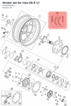 Diagram preview: Sticker set for rims SD R 17 (61609098000)