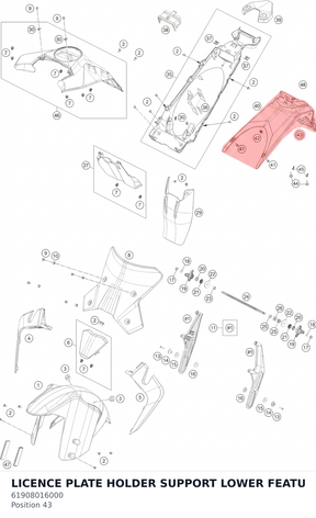 Diagram preview: LICENCE PLATE HOLDER SUPPORT LOWER FEATU (61908016000)