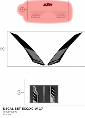 Diagram preview: DECAL SET EXC/XC-W          17 (79008099500)