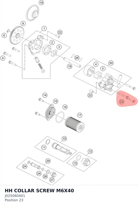 Diagram preview: HH COLLAR SCREW M6X40 (J025060401)