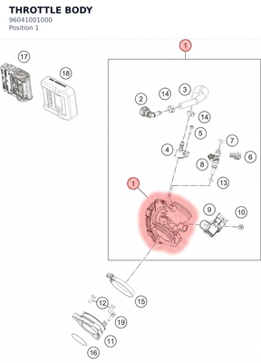 Diagram preview: THROTTLE BODY (96041001000)