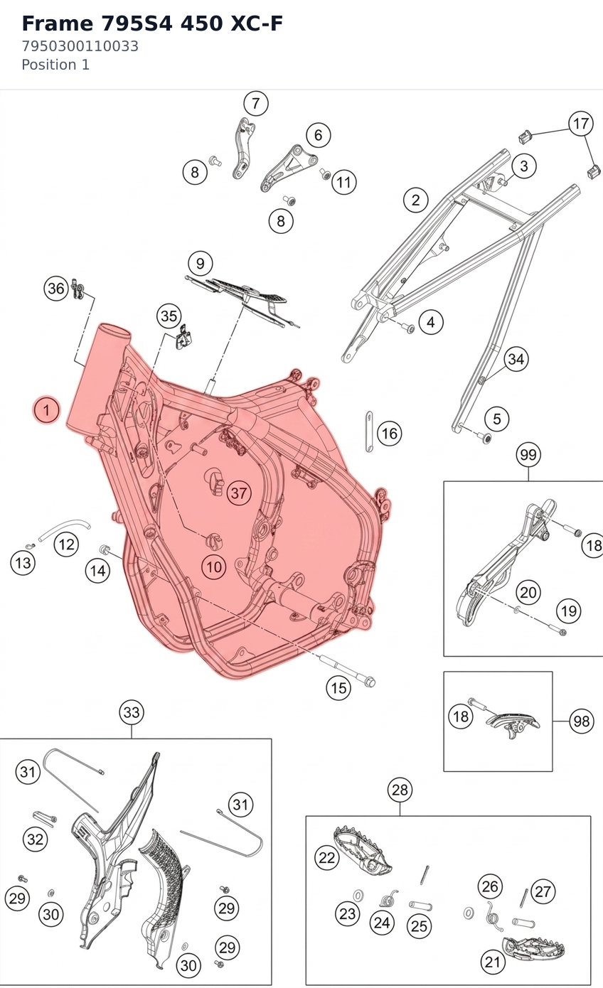 Diagram preview: Frame 795S4 450 XC-F (7950300110033)