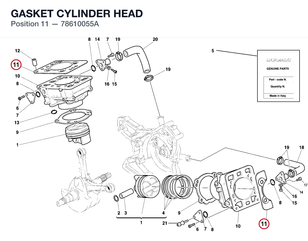 GASKET CYLINDER HEAD 78610055A diagram position