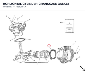 HORIZONTAL CYLINDER-CRANKCASE GASKET 78610081A diagram position
