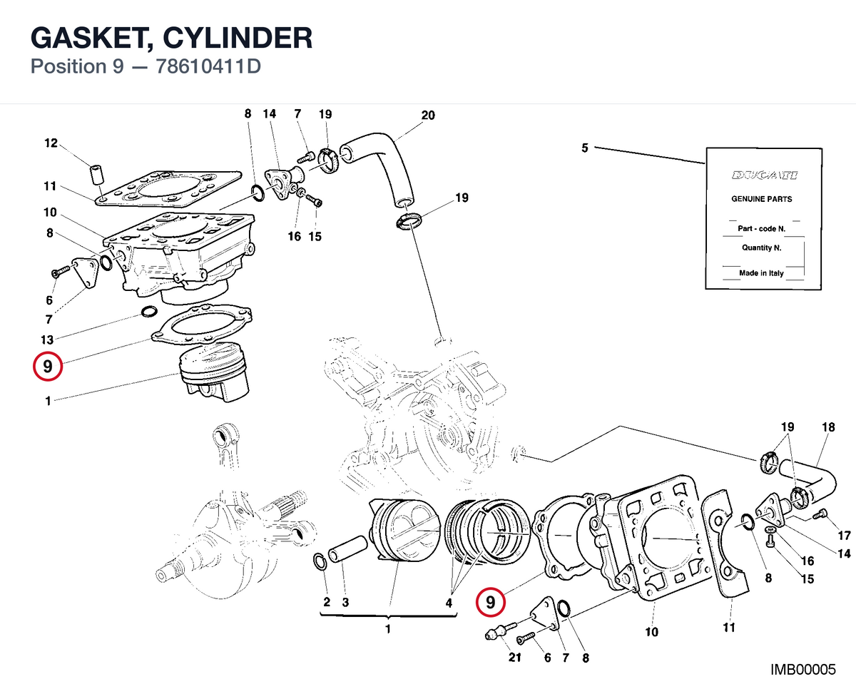 GASKET, CYLINDER 78610411D diagram position