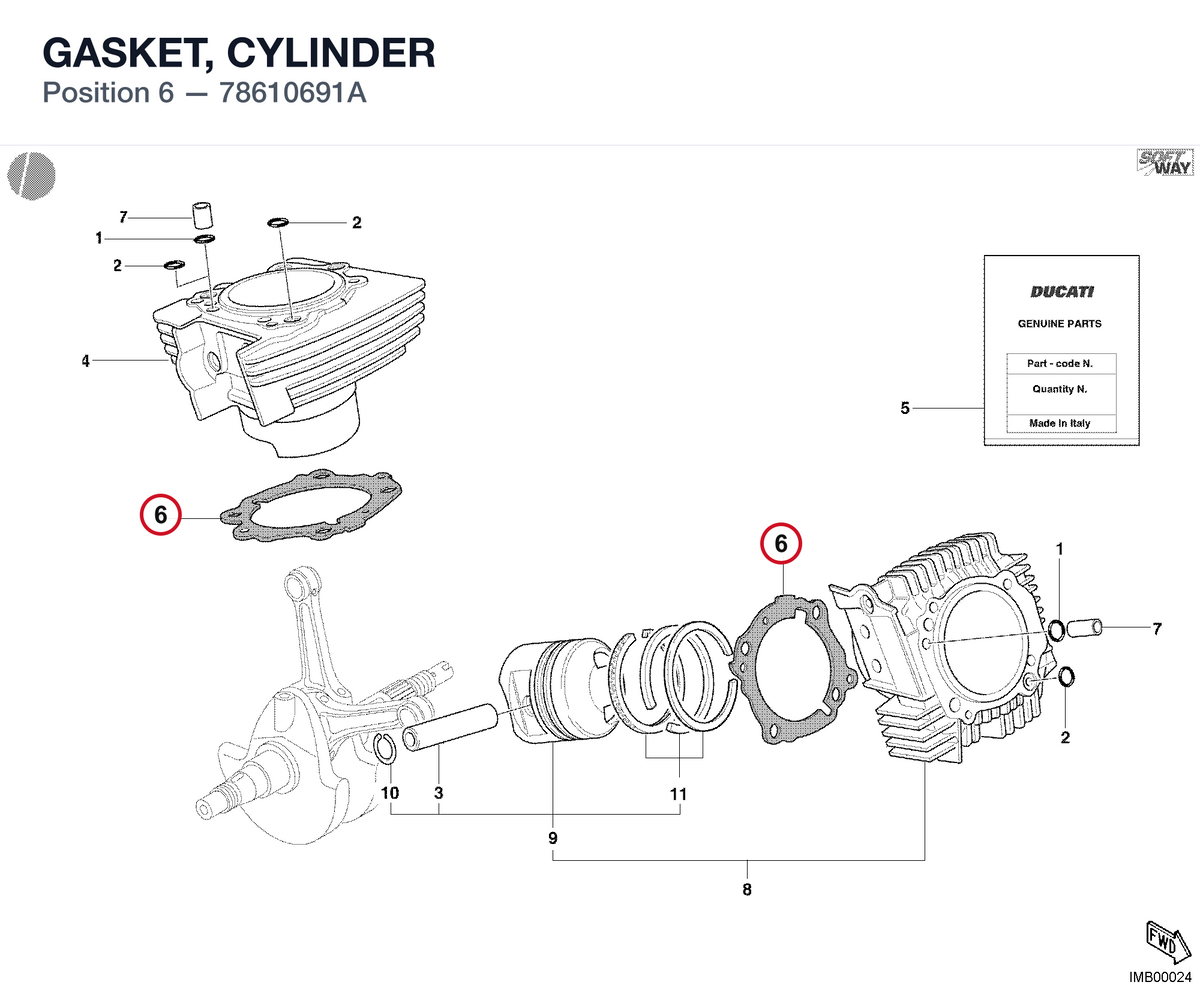 GASKET, CYLINDER 78610691A diagram position