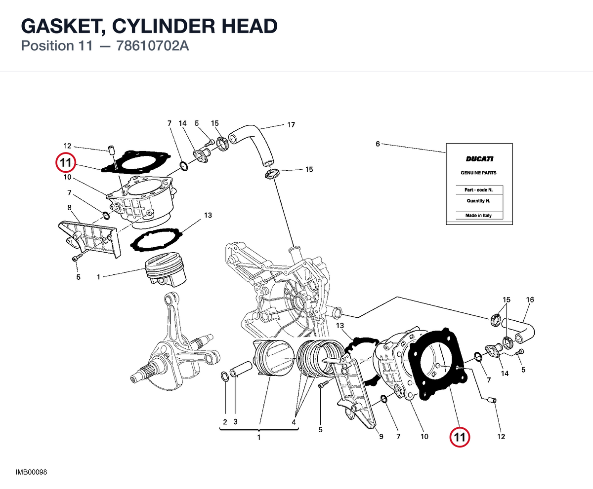 GASKET, CYLINDER HEAD 78610702A diagram position