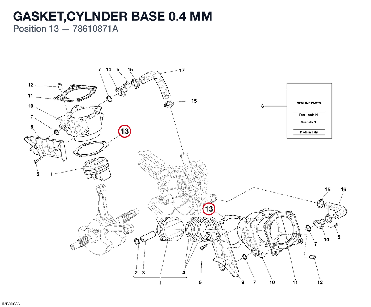 GASKET,CYLNDER BASE 0.4 MM 78610871A diagram position