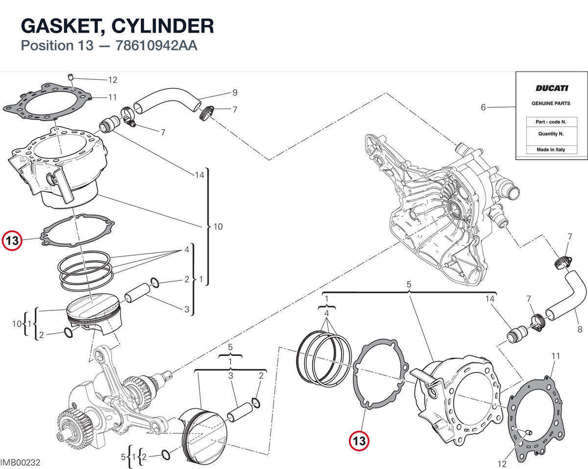 GASKET, CYLINDER 78610942AA diagram position
