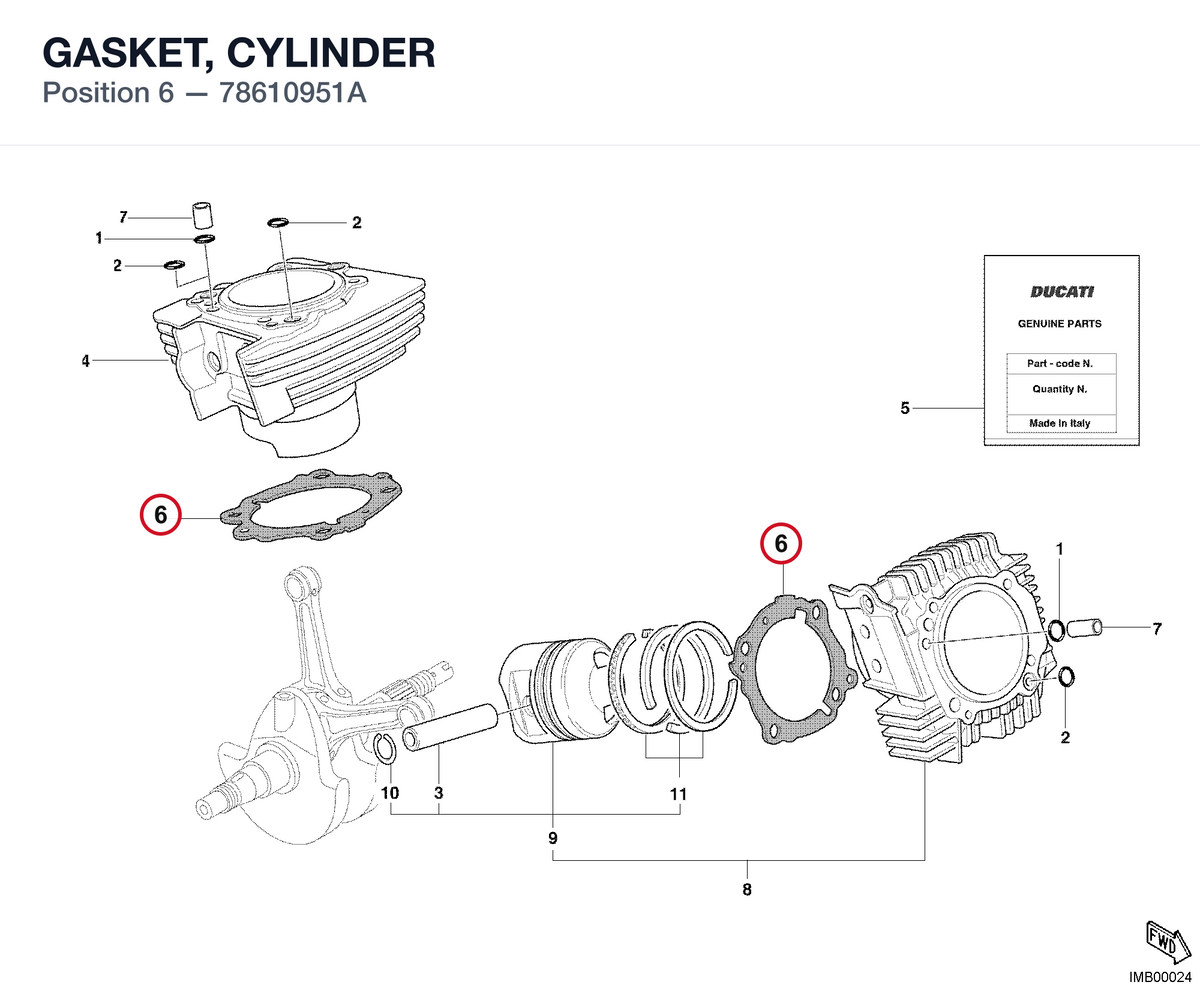 GASKET, CYLINDER 78610951A diagram position