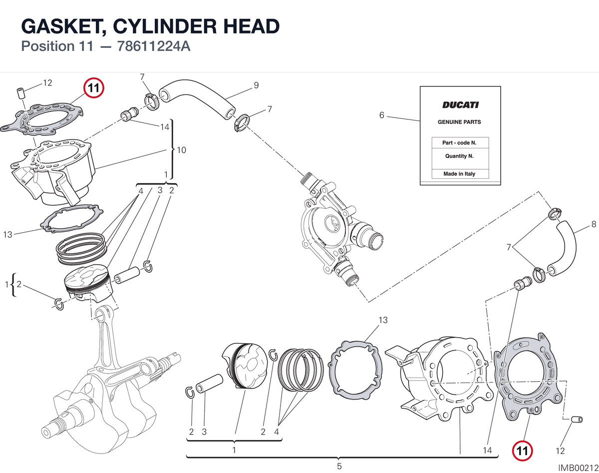 GASKET, CYLINDER HEAD 78611224A diagram position