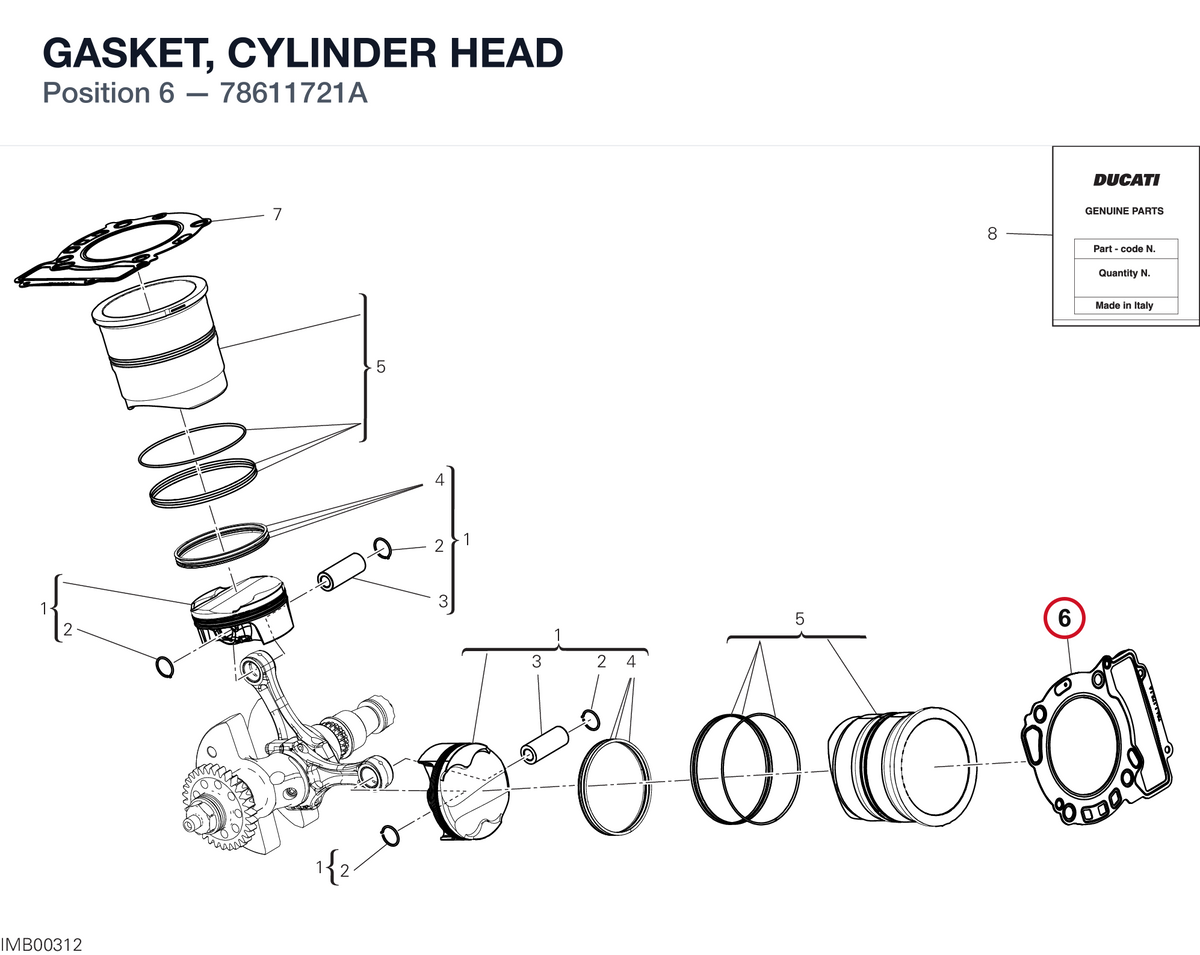GASKET, CYLINDER HEAD 78611721A diagram position