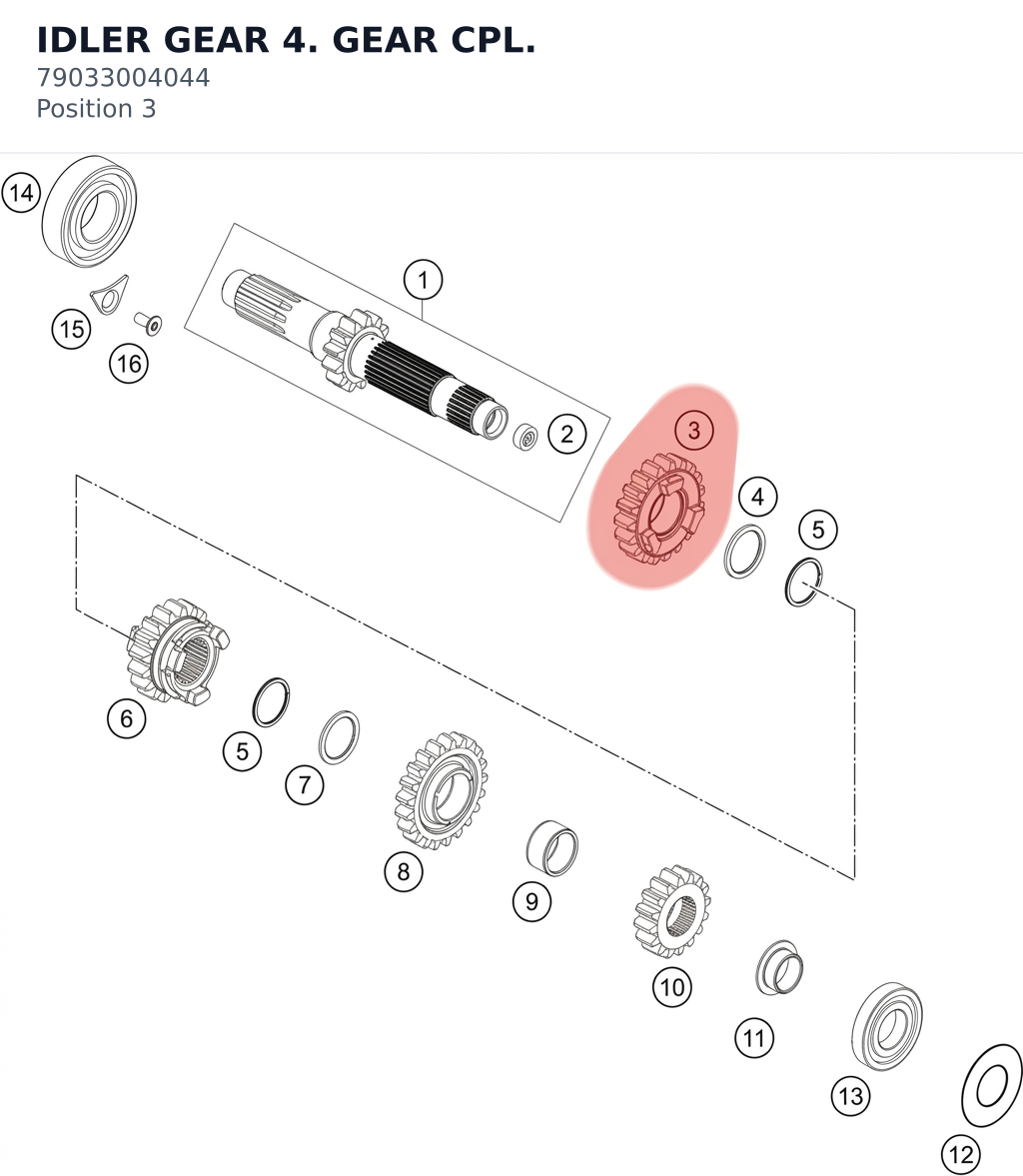Diagram preview: IDLER GEAR 4. GEAR CPL. (79033004044)