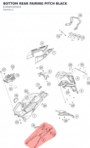 Diagram preview: BOTTOM REAR FAIRING PITCH BLACK (61408019050CB)