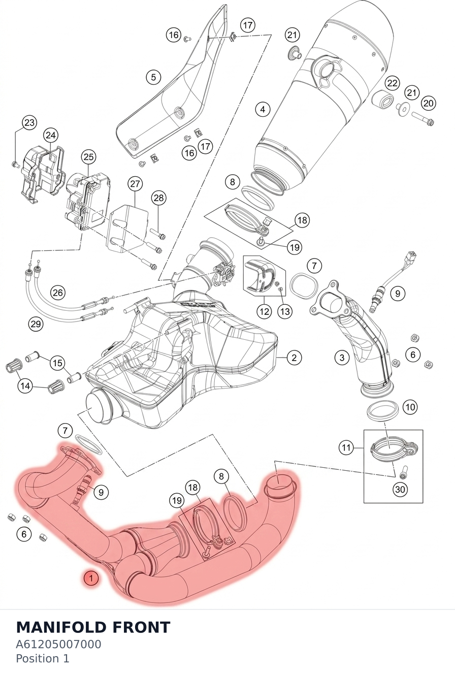 Diagram preview: MANIFOLD FRONT (A61205007000)