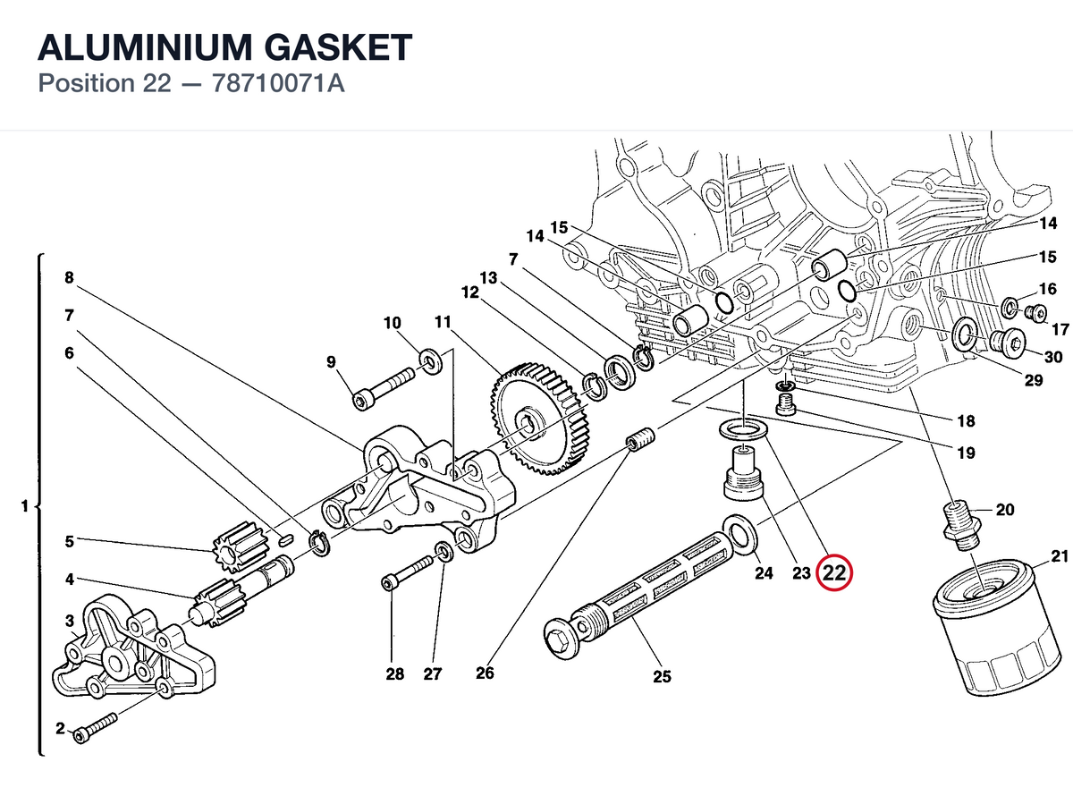 ALUMINIUM GASKET 78710071A diagram position
