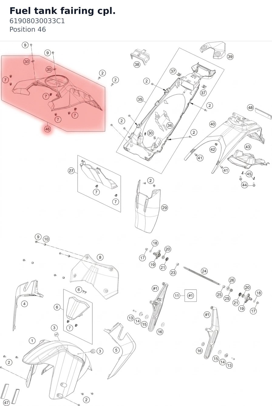 Diagram preview: Fuel tank fairing cpl. (61908030033C1)