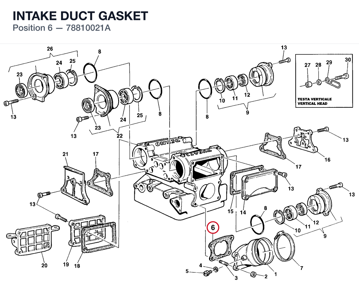 INTAKE DUCT GASKET 78810021A diagram position