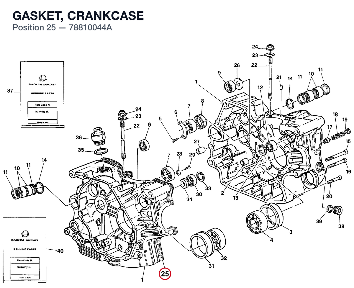 GASKET, CRANKCASE 78810044A diagram position