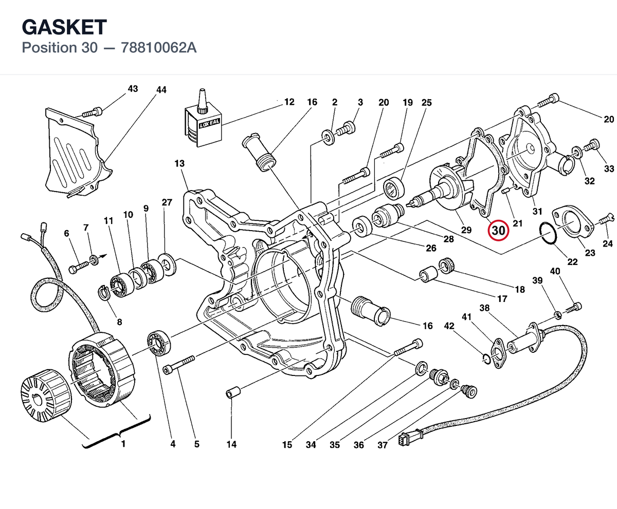 GASKET 78810062A diagram position