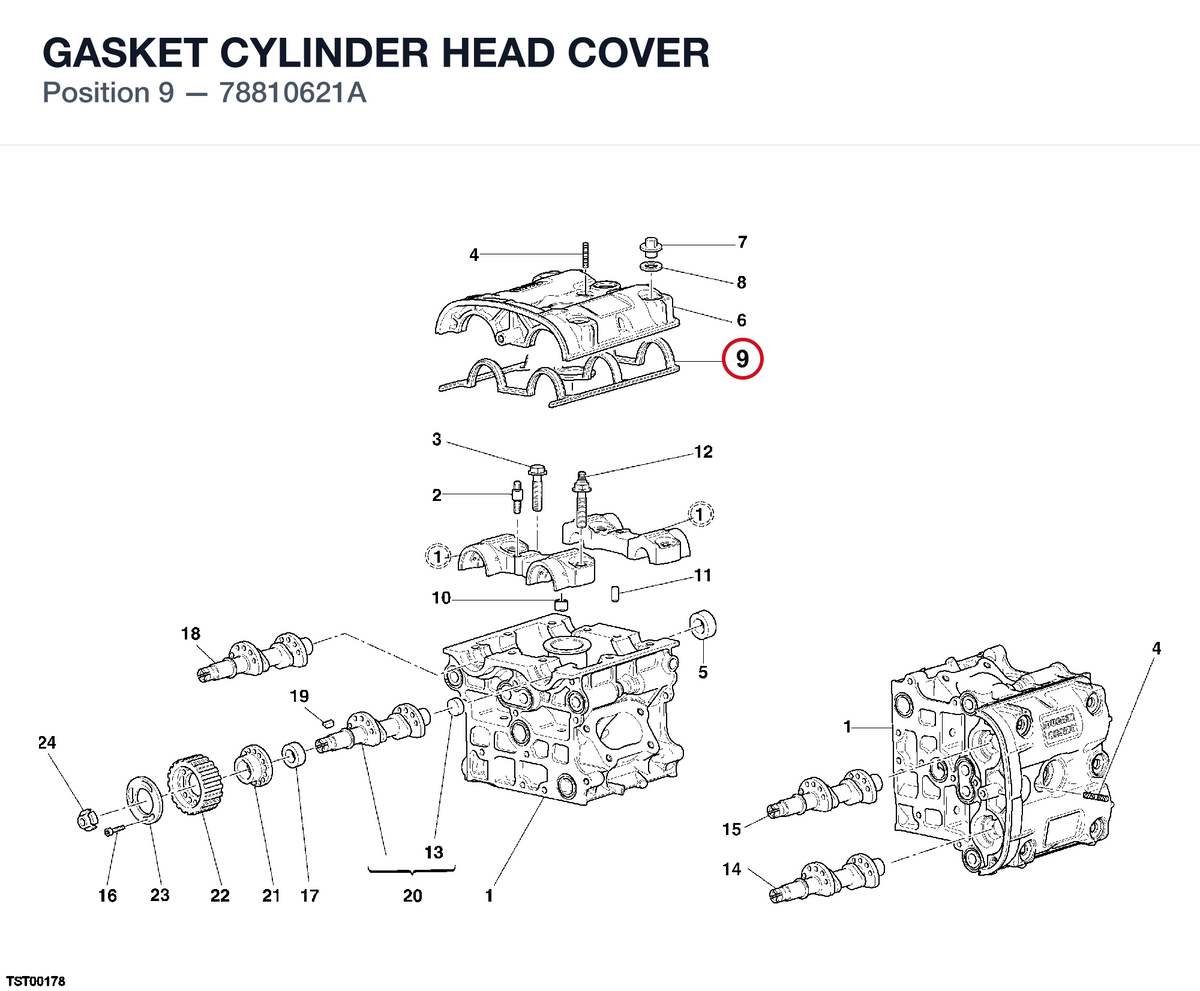 GASKET CYLINDER HEAD COVER 78810621A diagram position