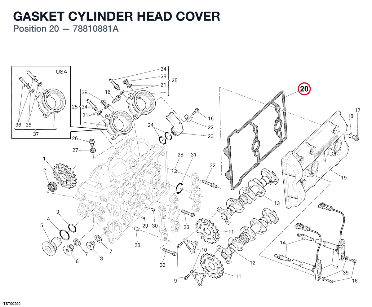 GASKET CYLINDER HEAD COVER 78810881A diagram position