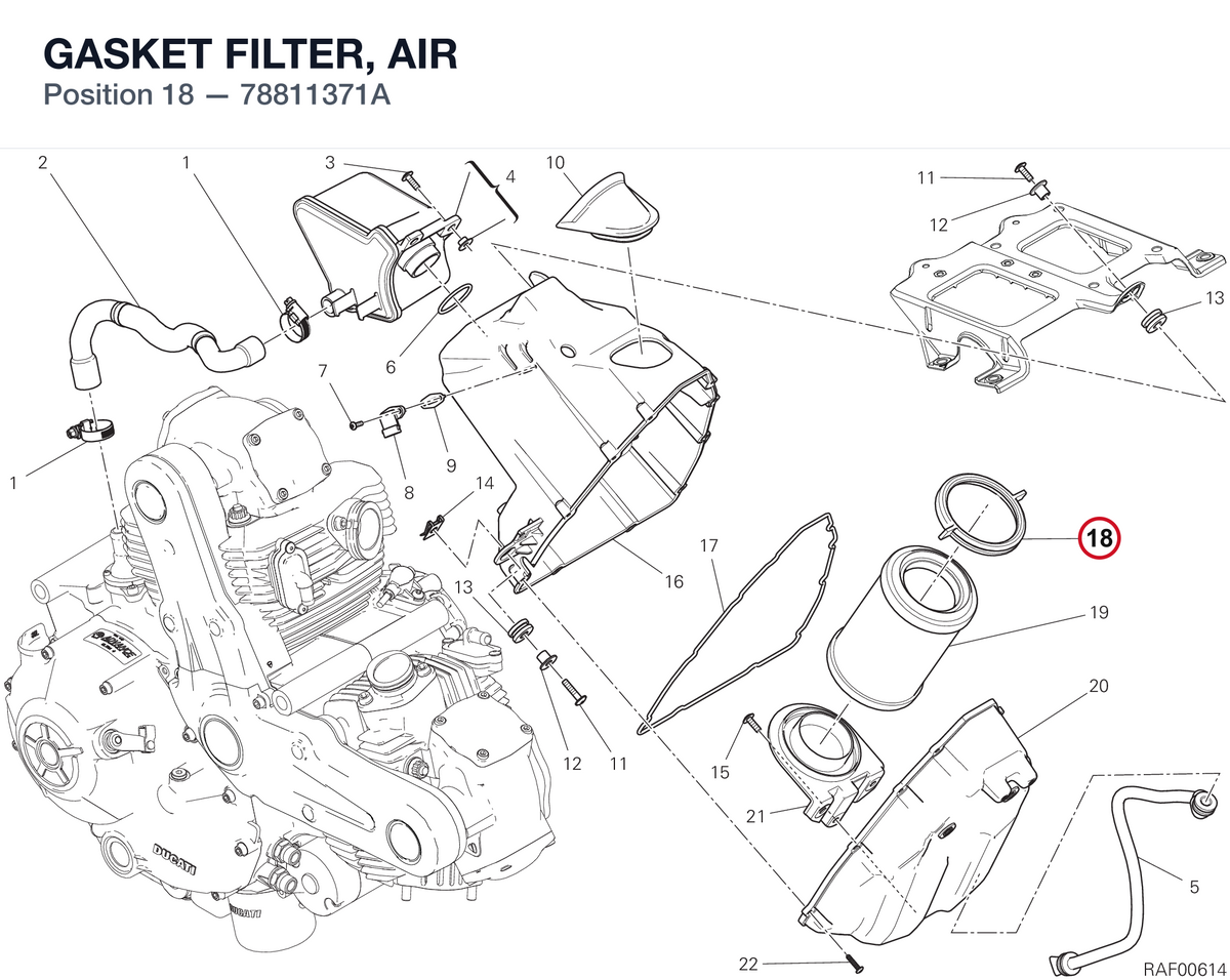 GASKET FILTER, AIR 78811371A diagram position