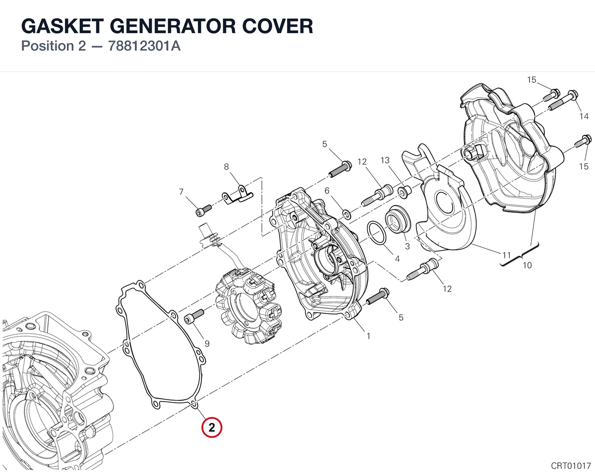 GASKET GENERATOR COVER 78812301A diagram position