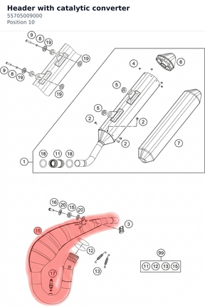 Diagram preview: Header with catalytic converter (55705009000)