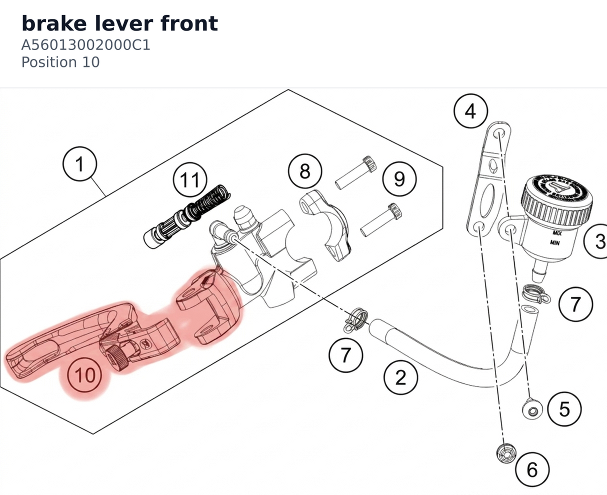 Diagram preview: brake lever front (A56013002000C1)