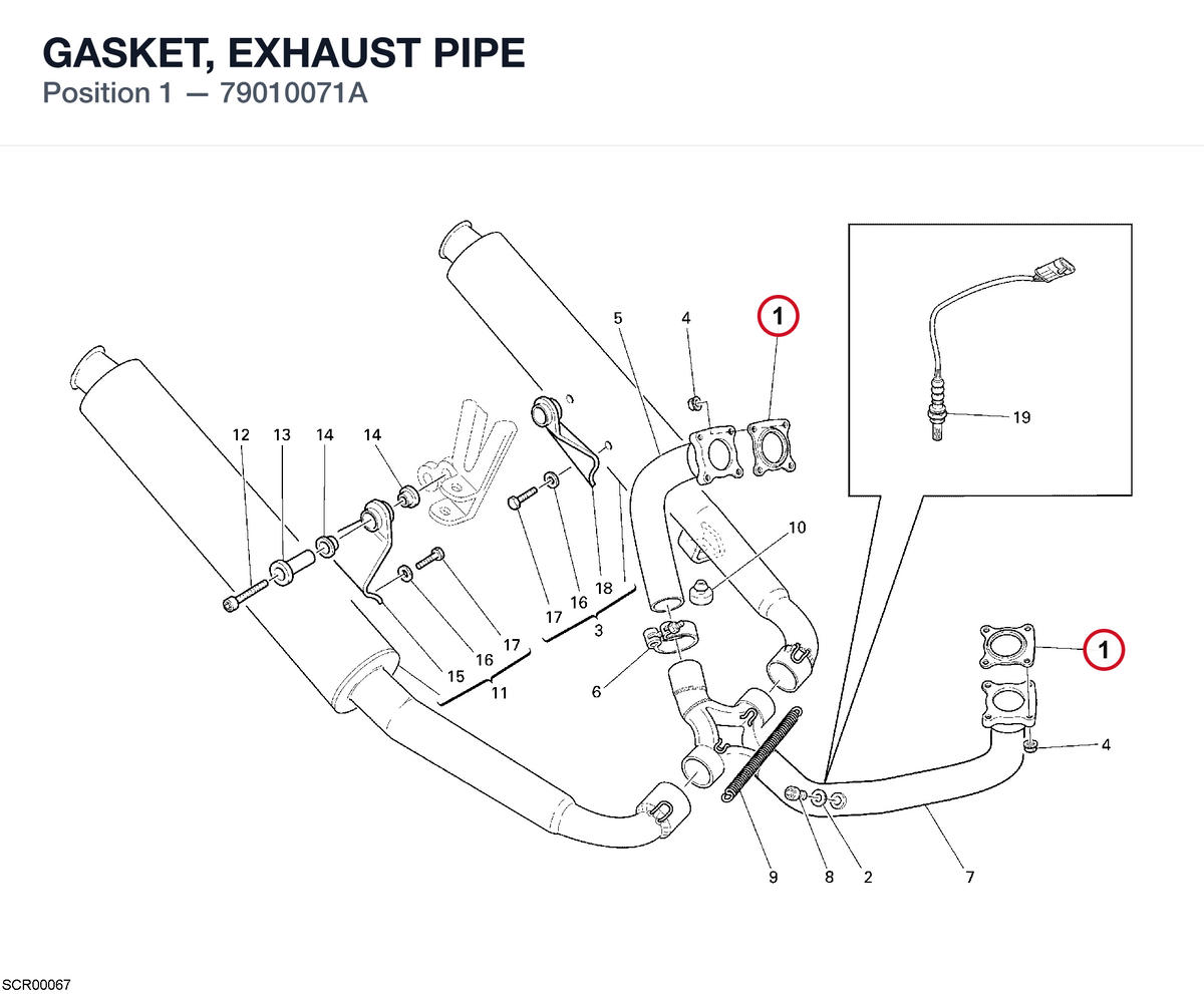 GASKET, EXHAUST PIPE 79010071A diagram position