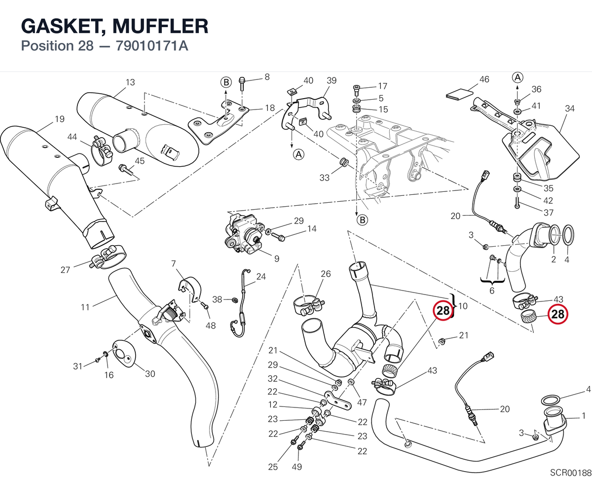 GASKET, MUFFLER 79010171A diagram position
