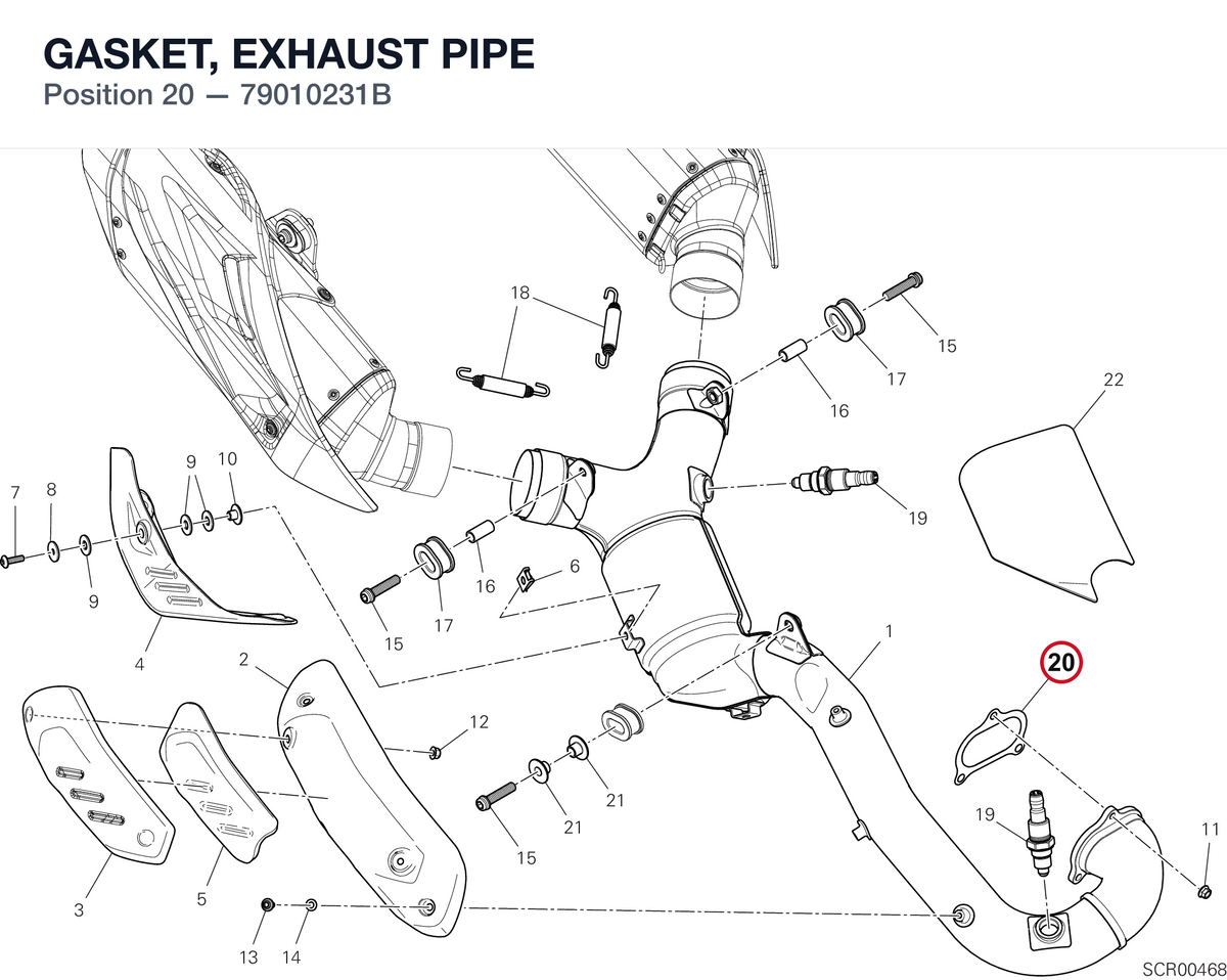 GASKET, EXHAUST PIPE 79010231B diagram position