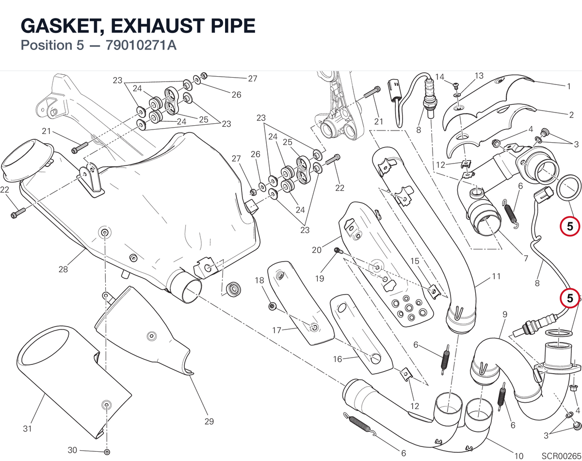 GASKET, EXHAUST PIPE 79010271A diagram position